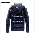 Forever classic Fashion hooded Detachable hat Men's winter down jacket Long sleeve Keep warm Shiny fabric Black and blue