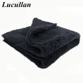 Ultra Thick-Black/Dark Blue Edgeless Microfiber Towel 16"X16" Premium Detailing Cloth For Polishing,Buffing,Car Washing