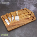 Jaswehome New Natural Acacia Cheese Board Set Cheese Knife With Board 5pcs Cheese Tool Sets Cheese Boards Slicer Knife Gift Set