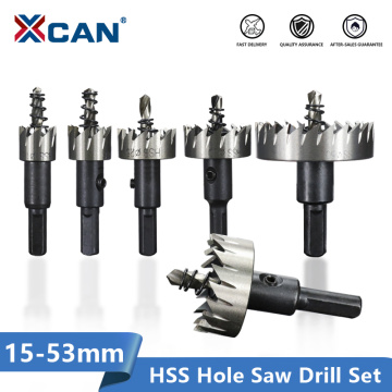 XCAN Carbide Tip HSS Drill Bit Hole Saw Set 15-53mm Metalworking Tools Core Drill Bit for Metal Drilling