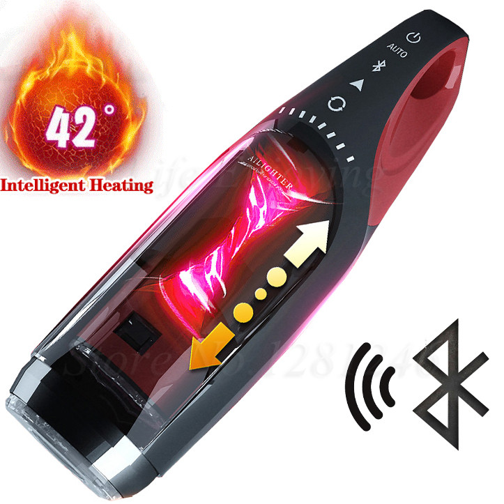 Bluetooth Induction Automatic Telescopic Rotation Male Masturbator Heating Vagina Real Pussy Masturbation Cup Sex Toys For Men