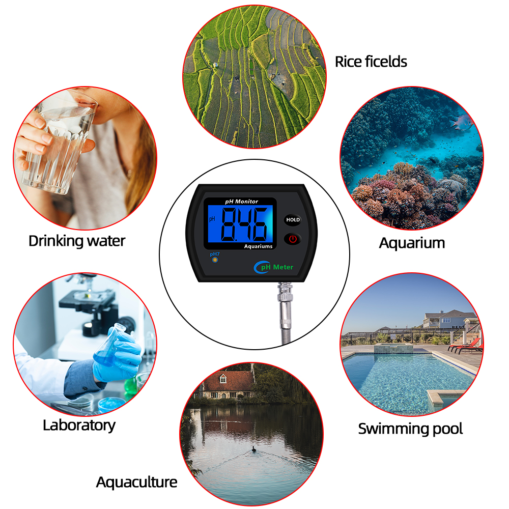 Digital PH Meter Monitor PH-990 Water Quality Acidity Tester 0.00-14.00pH Large Screen Backlight Display with Adaptor 35%off