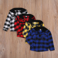 OPPERIAYA Infant Plaid Pattern autumn casual soft Sweatshirts Baby Long Sleeve Single-breasted Hoodie with Flap Pockets