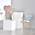 Nordic Dining Chair for The Kitchen Creative Dining Chairs Iron Heart-shaped Coffee Lounge Chair Golden Dressing Flannel Chair
