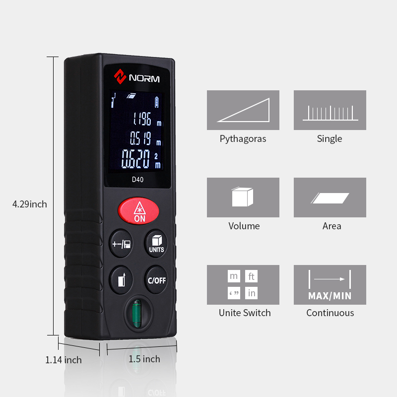 Norm 40M 60M 80M 100M Laser Distance Meter Laser Rangefinder Measurer