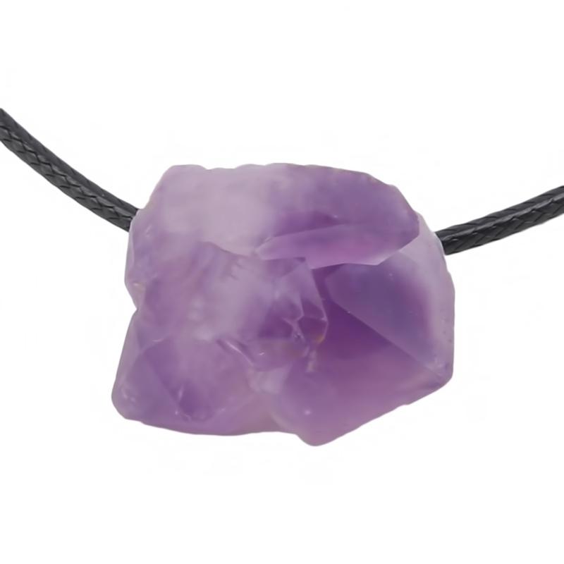 Natural Stone Pendant Necklace Brazil Amethysts Crystal Irregular Shape Lavender Semi-precious Chakra Reiki Raw Ore Jewel