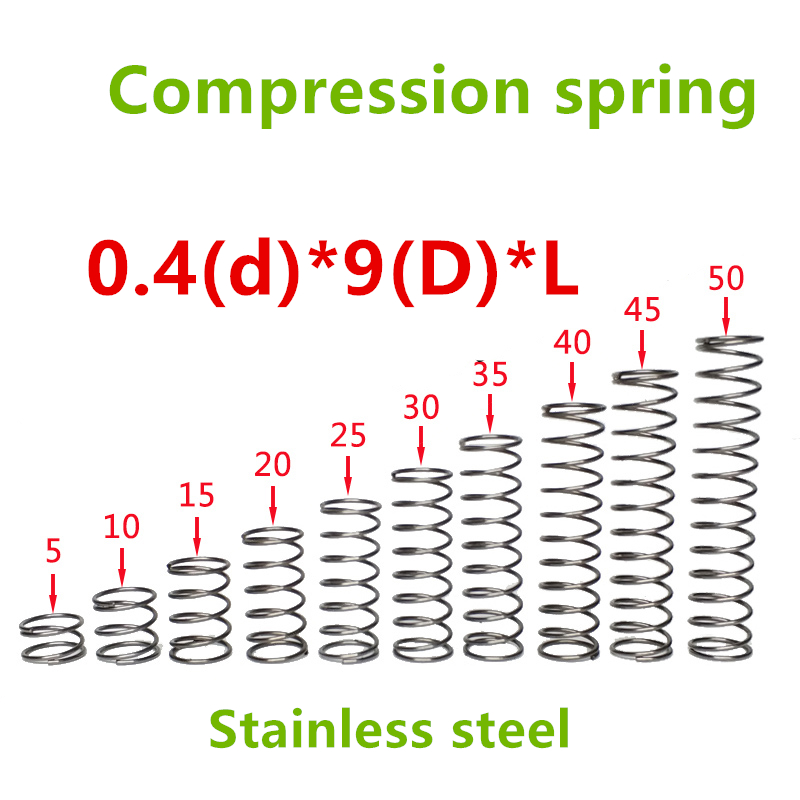 50pcs 0.4*9*(10/15/20/25/30/35/40/45/50) Stainless steel Series small spot spring wire compression pressure springs