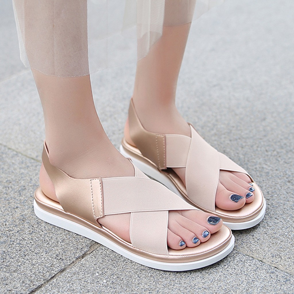 SAGACE Women Flat Sandal Summer Lightweight Elastic Band Comfy Slip On Shoes Casual Ladies Open Toe Sandals Zapatos De Mujer