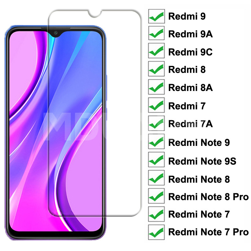 9H Tempered Glass For Xiaomi Redmi 9 9A 9C 8 8A 7 7A 10X Screen Protector Redmi Note 9S 7 8 8T 9 Pro Max Safety Protective Glass