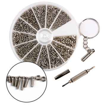 1000Pcs/lot Stainless Steel Screws And Nuts With 1pc Multi Screwdriver For Watch Eye Glasses