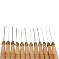 Pack of 12 Useful Micro Ring Link Hair Extension Wooden Pull Hook Needle Threader DIY Tool