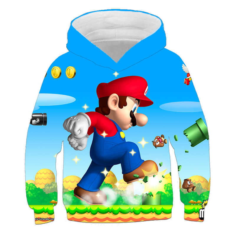 3 To 14 Years Kids Hoodies Game Super Mario Bros 3D printed Hoodie Sweatshirt Boys Girls Outerwear Jacket Coat Children Clothing