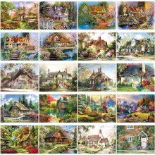 DIY 5D Diamond Painting Cross Stitch Full Round /Square Drill House Diamond Embroidery Mosaic Landscape Village Villa Home Decor