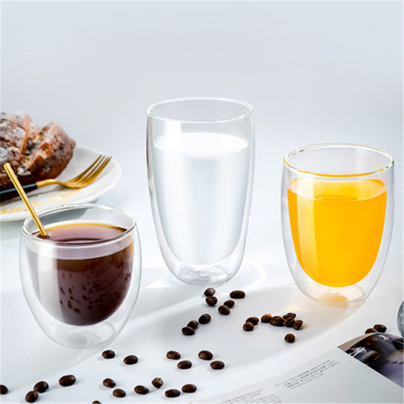 6Pcs Double Layers Wall Glass Insulated Milk Coffee Mug Cup Heat Resistant Healthy Drink Tea Mugs Transparent Drinkware