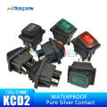 KCD2 Waterproof Rocker Switch ON-OFF ON-OFF-ON 4PIN 6PIN Button Boat-shaped Water-proof Switches with Light 15A 250V