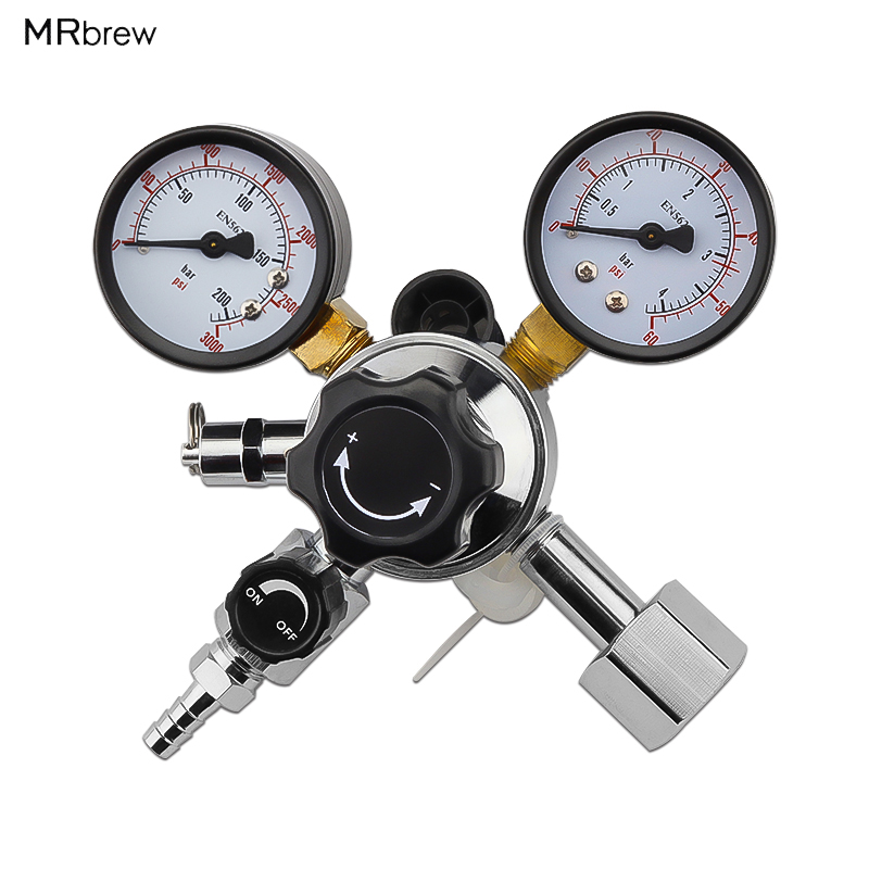 W21.8 Keg CO2 Regulator Dual Gauge Beer CO2 Tank Beer Kegerator Regulator With Relief Valve 0-3000 PSI Pressure Homebrew Tools