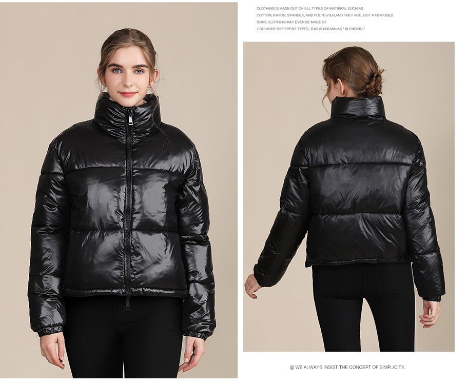Zipper Short Puff Jacket for Women