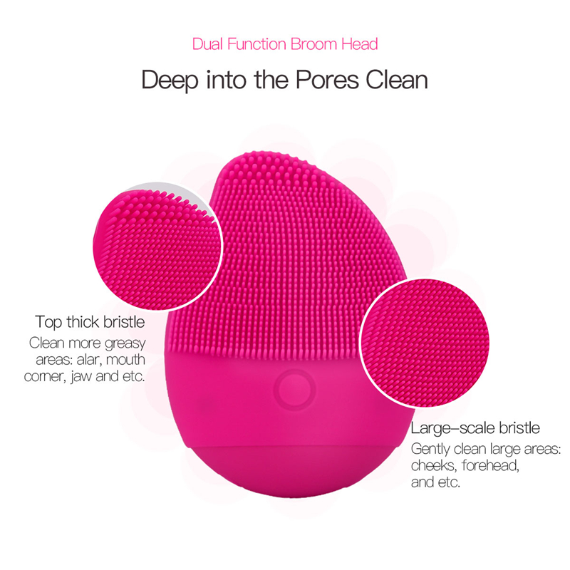 Silicone Sonic Face Cleansing Brush Skin Scrubber Deep Cleaning Facial Massager Brush Remove Blackheard Dirt Makeup Residual 35