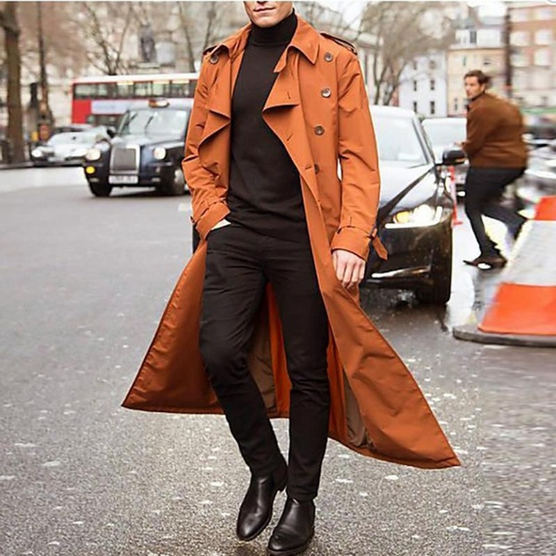 New Trench Coat Men Jacket Mens Overcoat Casual Slim Fit Windbreak Plus Size Solid Long Coat Men Fashion Winter Coats Homme