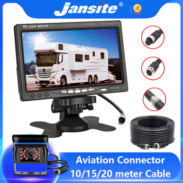 Jansite 7'' HD Car Monitor rear view camera Aviation head Waterproof 4 pin camera Excavator Harvester truck 12-24V Reverse iamge