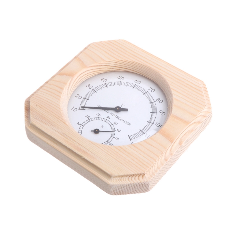 Sauna Room Wood Thermometer Hygrometer Hygrothermograph Temperature Instrument Dropship