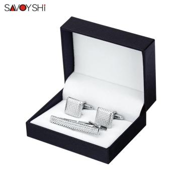 SAVOYSHI High Quality Cuff links necktie clip for tie pin for mens Stainless Steel tie bars cufflinks tie clip set Gift