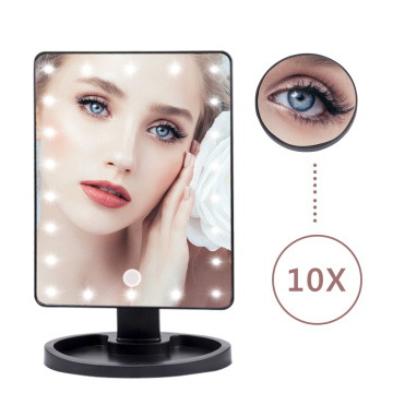 22 LED Lights Touch Screen Makeup Mirror 1X 10X Magnifying Mirrors Vanity 16 Lights Bright Adjustable USB Or Batteries Use