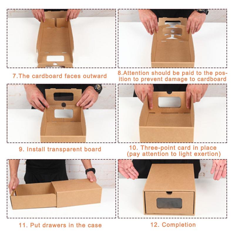 Perspective Shoe Box Transparent Drawer Storage Box Foldable Kraft Carton Shoebox Kraft Paper Water-proof Receipt Boxe Receipt