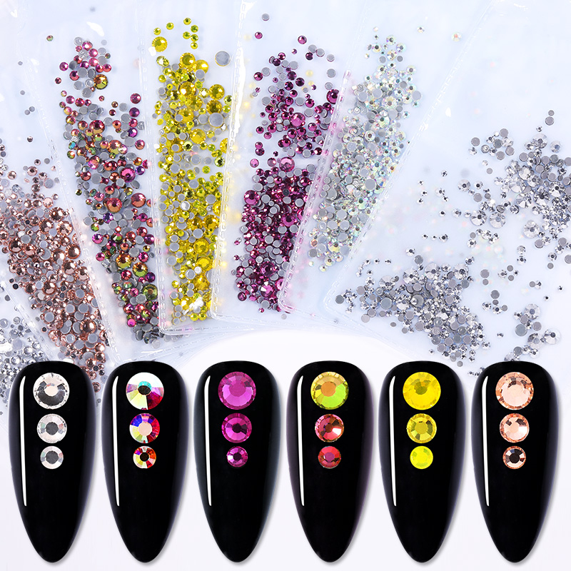 20Pcs Nail Art Rhinestones Holo Flat Shaped Elongated Teardrop Rectangle Colorful Stones For 3D Nails Decoration 13 Colors