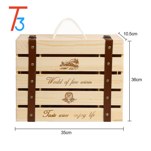 Supply Wholesale Unfinished Wooden 4 Bottle Wine Boxes with High Quality