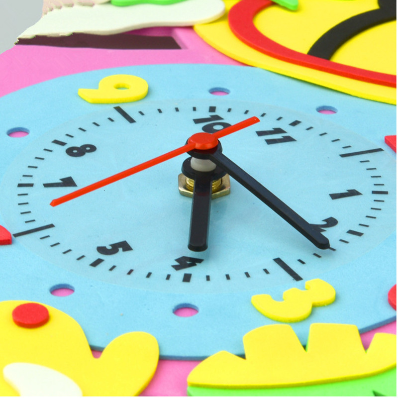 EVA 3D Clock Toys For Children Cute Handmade Animal Learning Puzzle Assembled DIY Creative Educational Art Crafts Toy Girl Gift