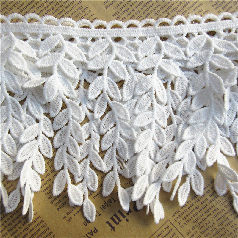 3 yard 11.5CM White Cotton Leaf Tassel Fringe Embroidered Lace Trim Ribbon Fabric Handmade Sewing Supplies Craft Gift Decorative