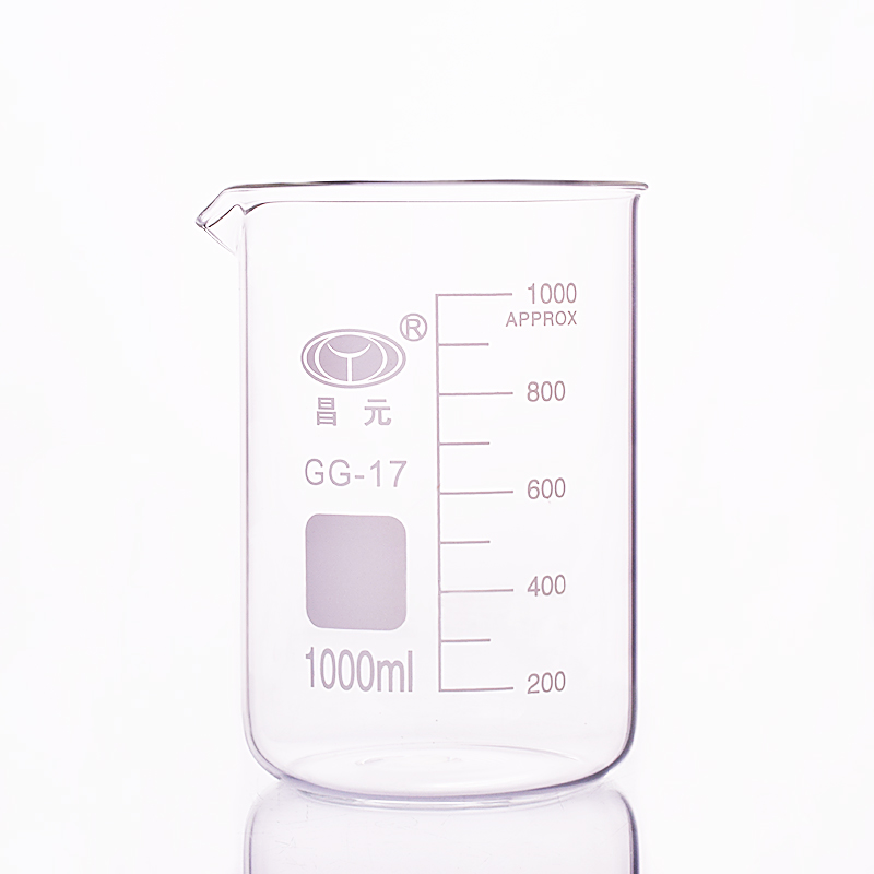 Beaker in low form,Capacity 1000ml,Outer diameter=105mm,Height=145mm,Laboratory beaker