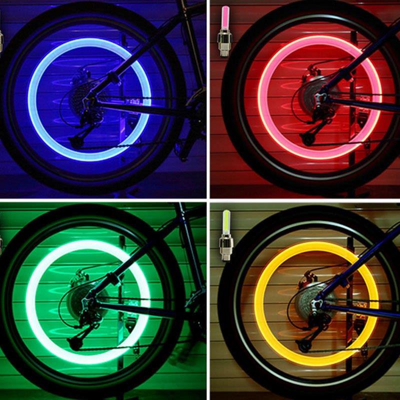 2 Pcs Car Lights Neon Lights Color Tyre Wheel Valve Cap Light Air Cover Tire Rim Valve Wheel Stem LED Lamp Flash Car Tire Valve