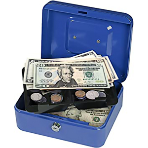 Small Steel Cash Box with Removable Coin Tray