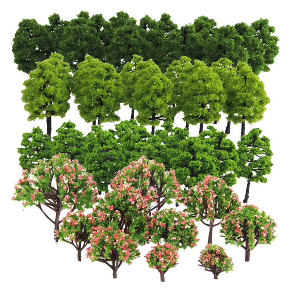 70pcs Mixed Model Tree 1:75-1:500 Scale Train Railroad Architecture Diorama for DIY Crafts or Building Models