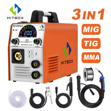 220V 160A HITBOX MT2000-II Welding Machine 3 In 1 TIG ARC MIG Welder CO2 MIX FLUX Gas Gasless Soldering Available For Household