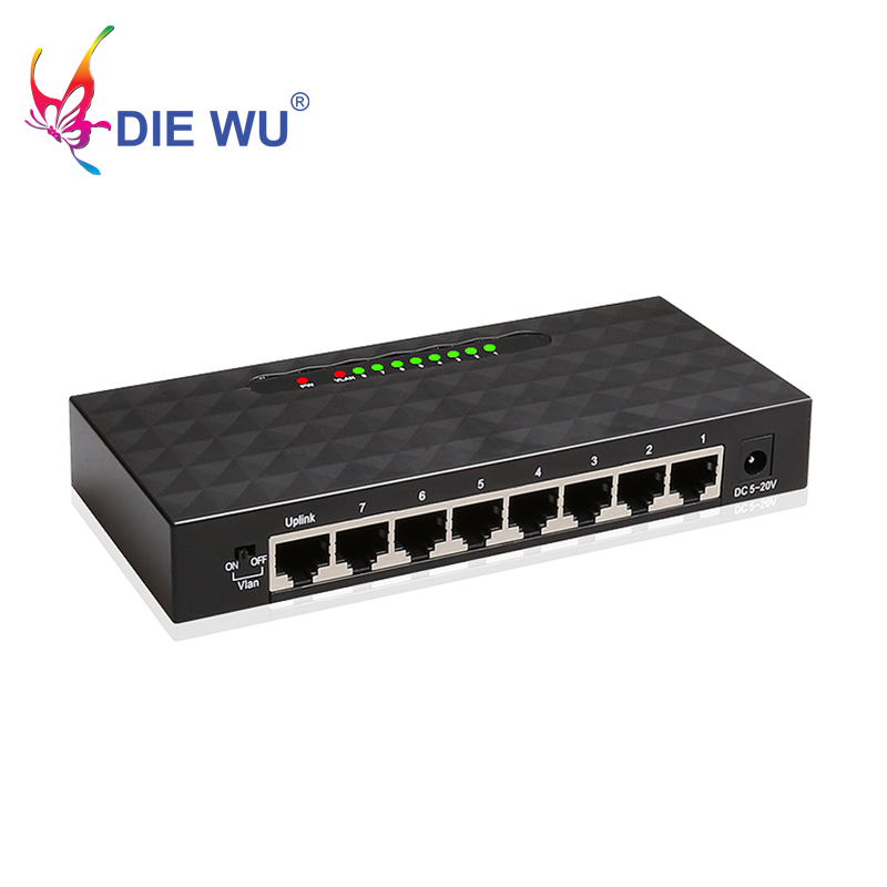 8 Ports 10/ 100 /1000 Mbps Gigabit Ethernet Network Switch High Performance VLAN Ethernet Smart Switch