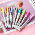8 Pcs Colored Double Line Pen Highlighter Drawing Outline Highlighters Fluorescent Marker Hand Note Pen School Supplies C26