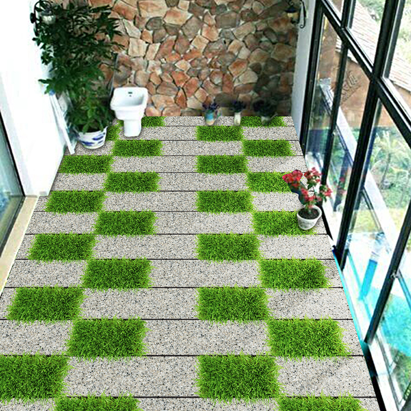 Stones Meadow Small Road 3D Balcony Floor Mural Custom Living Room Restaurant Bathroom Floor PVC Self-adhesive Sticker Wallpaper