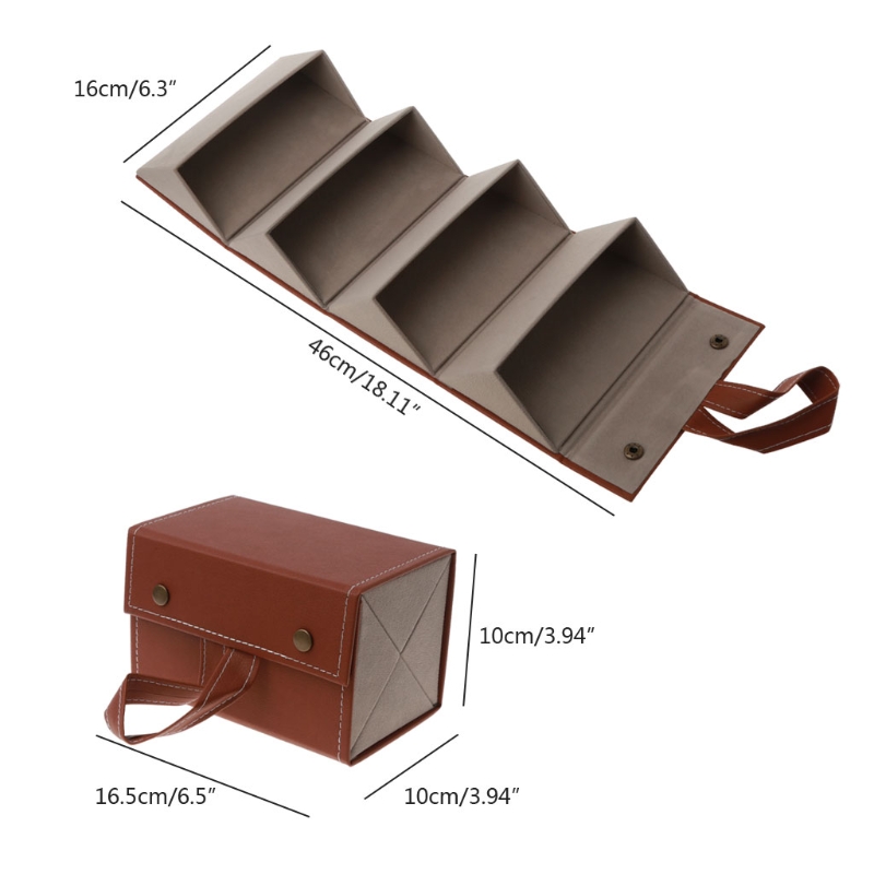 4 Slots Foldable PU Leather Sunglasses Eyeglasses Travel Organizer Case Multiple Hanging Eyewear Holder Display