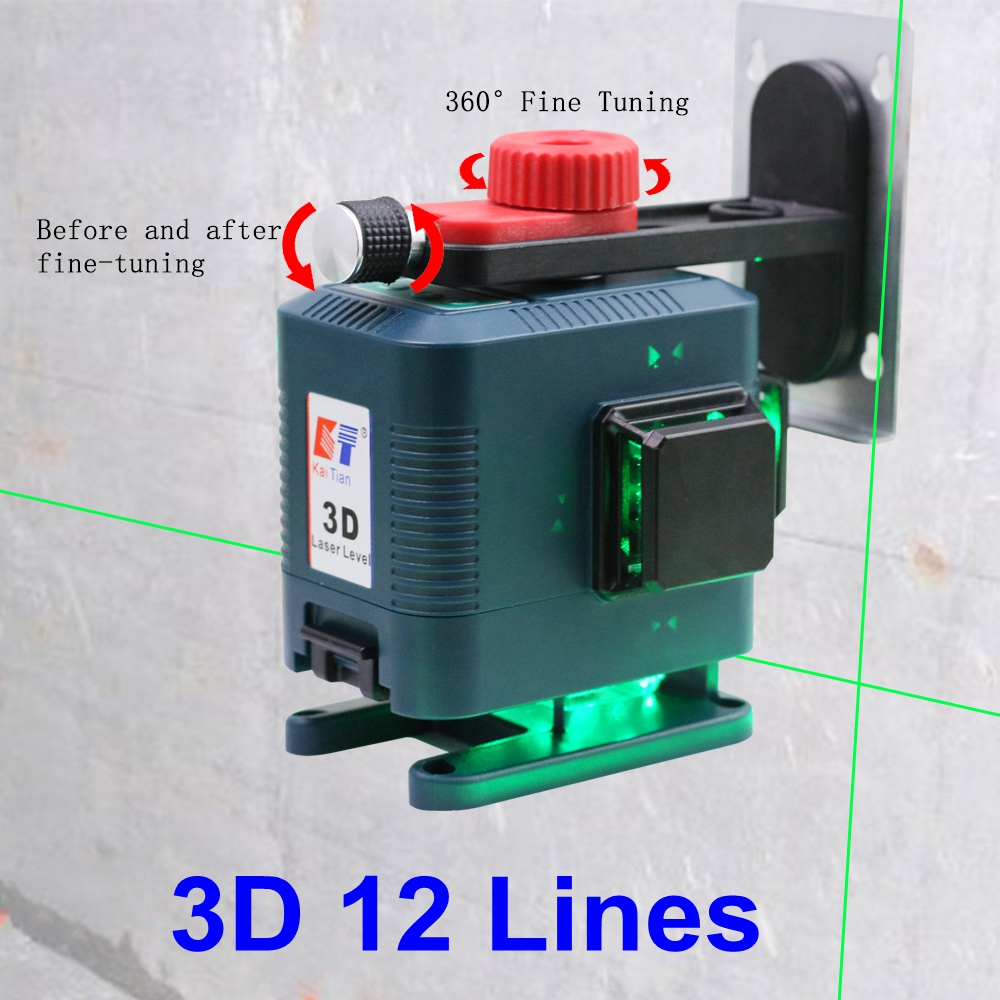 KaiTian Laser Level 12 Lines 3D Self-Leveling 360 Horizontal And Vertical Cross Magnet Bracket Green Laser Beam Line Lazer Level