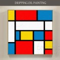 Artist Hand-painted Colorful Geometry Oil Painting on Canvas Hand-painted Piet Cornelies Mondrian Oil Painting for Living Room