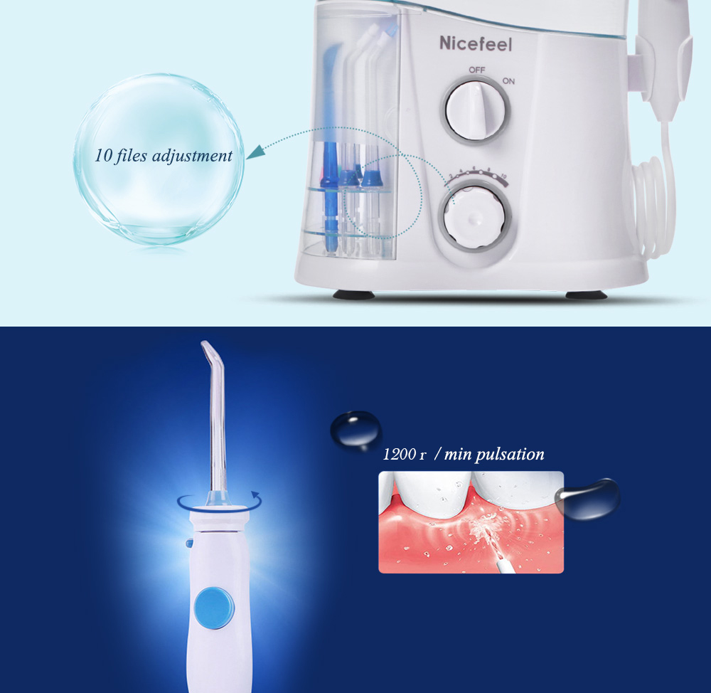 Nicefeel 1000ML Water Dental Flosser Electric Oral Irrigator Care Dental Flosser Water Toothbrush Dental SPA with 7pcs Tips