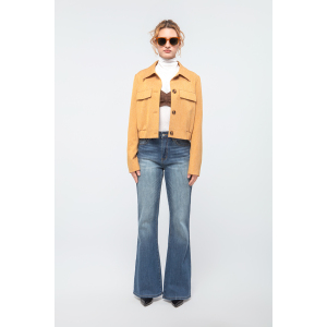 Women Bright Yellow Short Lapel Casual Jacket