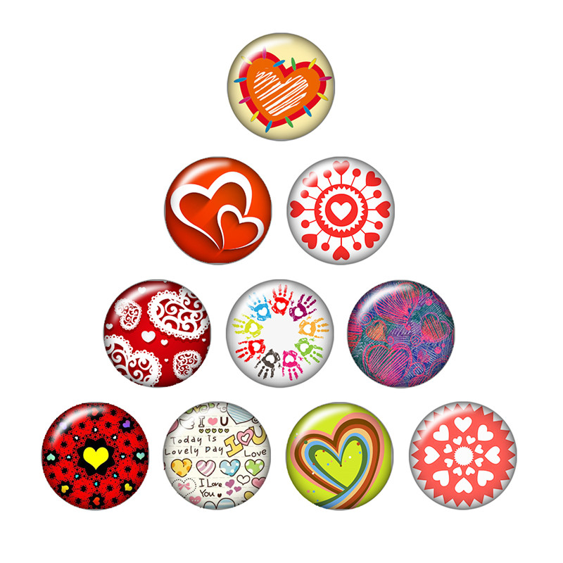 Valentine's Day Love you Couple 10pcs mixed 12mm/18mm/20mm/25mm Round photo glass cabochon demo flat back Making findings