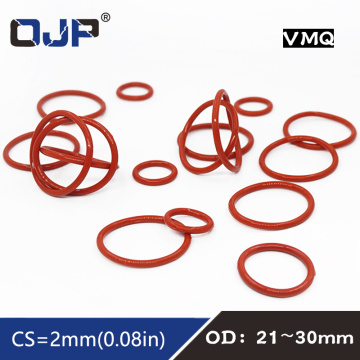 5PCS/lot Red Silicon Rings Silicone/VMQ O ring OD21/22/23/24/25/26/27/28/29/30*2mm Thickness Rubber O-Ring Seal Gaskets Washer