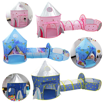 Child tunnel spaceship 3 In 1 Tent House Play Toys Foldable Children Crawling Portable Ocean Pool little houses for girls & boys