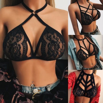 Fashion New Lace Tops Push Up Summer Beach Bikini Swimsuit Sexy Women's Bandage Bra Belt Lingerie Hollow Cage Harness