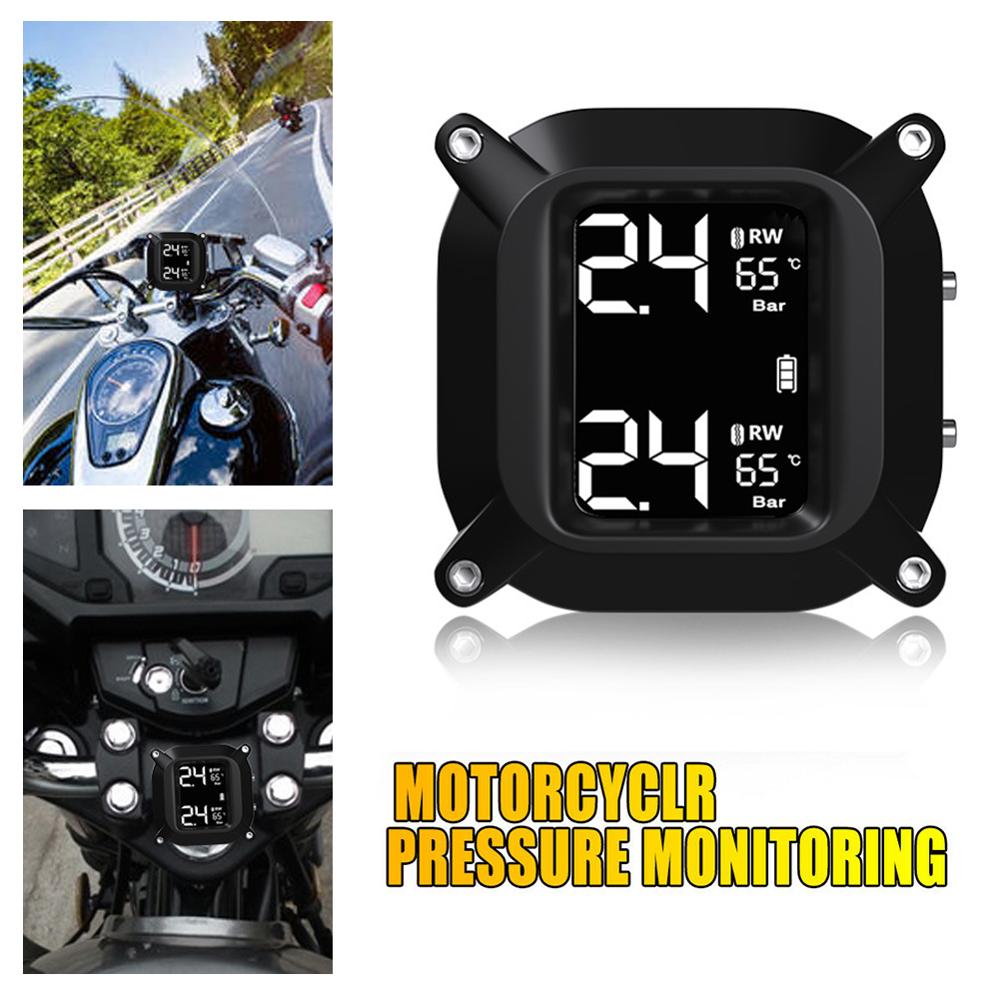 Motorcycle Real Time Tire Pressure Monitoring System Waterproof TPMS Wireless LCD Internal or External TH/WI+2 Sensors